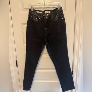 Black Leather/Denim Pants